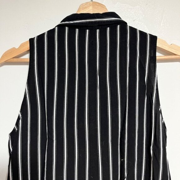 Stradivarius Sleeveless Button-Down Shirt Dress – Black/White Stripes – Medium - Picture 11 of 11